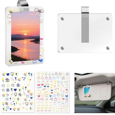 GZXUEHU 2 Cornici Portafoto Magnetico in Acrilico, Supporto per Foto Acrilico Clip Magnetico, Porte Photo Magnetique, Adatto per Visiere di Auto, Frigoriferi e Armadietti in Metallo