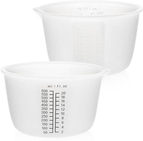 Luxeu Tazas Medidoras de Silicona, 2 Piezas 600ml Vasos de Silicona para Fundición con Escala Precisa, para Bricolaje Hecho a Mano, Manualidades, Resina Epoxi