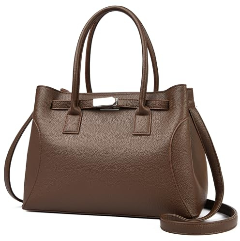 Travistar Handtasche Damen Mittelgroß Umhängetasche Damen Tasche Elegante Schultertasche Kunstleder Crossbody Bag Mode Henkeltaschen Beuteltasche mit Abnehmbares Riemen, Kaffee