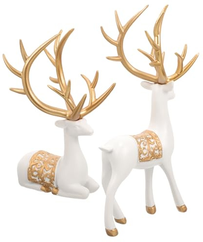 DECOMELODY Decoraciones De Reno De Resina Adorno De Ciervo para Fiesta Navideña Estatua De Reno Navideño para Escritorio Decoración De Mesa Navideña Figura De para Hogar