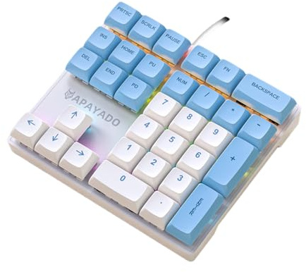 Zambuph Tastiera meccanica Apayado Corpo meccanico reale in Foraxis per input contabile veloce Tastiera numerica meccanica ABS K33, Asse blu blu