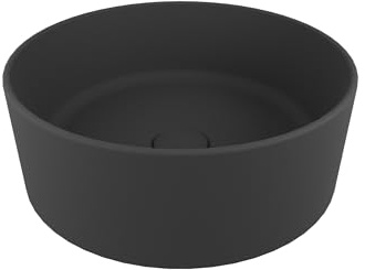 Lavabo da Appoggio Tondo 37,5x37,5x13,5 in Ceramica Colore Nero Opaco mod. Tirreno