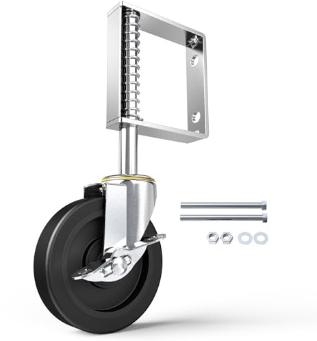 HOLKIE 100mm Spring Loaded Gate Wheel - 50 kg Total Load Capacity - Easy Steering Castor Wheel for Wooden Gate and Fence