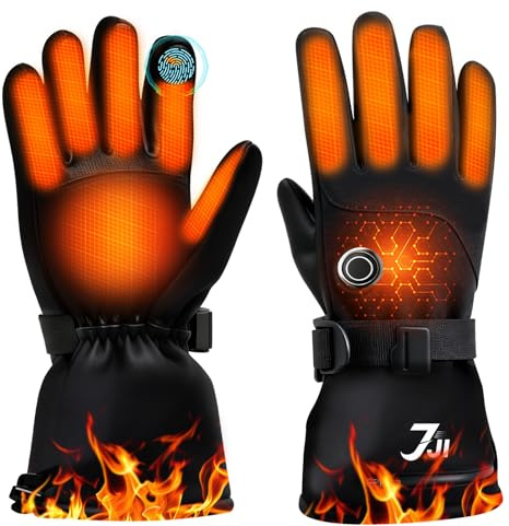 7JI Beheizbare Handschuhe,Elektrische Beheizte Handschuhe, 7.4Vx6000mAh Type-C,wasserdichte Touchscreen,3 Einstellbarer Temperatur,Winter Outdoor für Motorrad, Radfahren, Skifahren L Schwarz