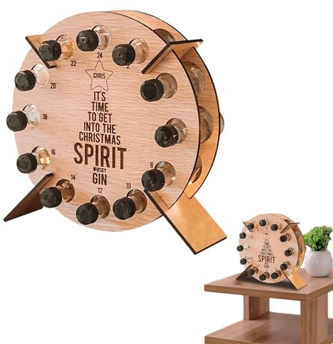 Calendrier de l’Avent des arbres en bois | Peut contenir 12 bouteilles de vin Calendrier du compte à rebours de - Décorations de amusantes en forme d'arbre de, porte-bouteille de vin de, compte à re