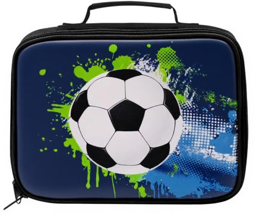 Fahibin 3D Football Insulated Lunch Bag, Insulated Kids Lunch Box for Boys, for School, Picnic, Travel & Hiking