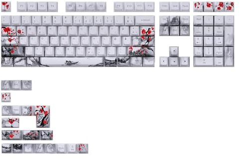 Watreketal Plum Blossom OEM 128 touches sublimations 5 côtés clavier épais pour claviers mécaniques plusieurs langues pruniers fleurs de prunier