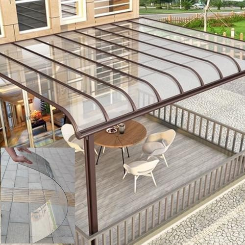 2mm Thick Clear Acrylic Plastic Sheet Polycarbonate Roofing Sheets,Acrylic Plastic Sheet Pergola Roofing Canopy Cover Outdoor Awning Shelter for Greenhouse Shed Carport(Clear,0.6x1m/1.97x3.3ft)