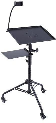 Eminchu Laptop Projector Tripod Stand 71-130cm Adjustable Height 3 in 1 Design Laptop Cart Portable Tablet Tripod Stand with 3 Removable Silent Swivel Wheels for Phone Projector