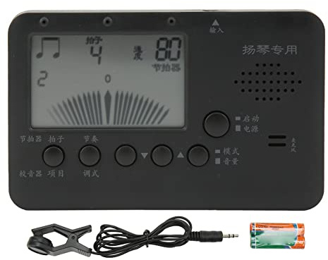 Gavigain Hackbrett, Stimmgerät, Metronom, Tongenerator, Musikinstrumenten-Werkzeug mit LCD-Display, Schwarz, leicht und klein, für Musiker