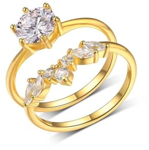 Tolldek Pärchen Ringe Weiß Gold Au 375/585/750, Zierlich Klassiker Partnerringe mit Moissanit Echtschmuck, Verlobungsring 9K/14K/18K Weißgold, Gr.47-65
