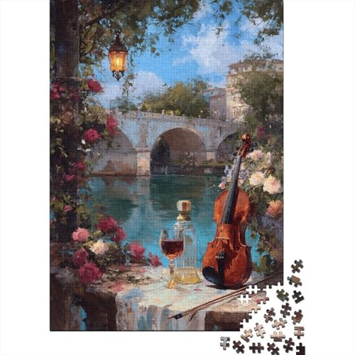 Violoncelle Pont Vin Puzzle, 1000 Pièces pour Adultes Haute Qualité | 38x26cm Amateurs De Puzzles, Cadeau D'anniversaire, Carton, Interaction Familiale, Construction Solide
