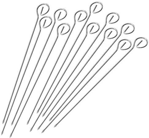 FMprofessional Schaschlikspieße, Grillspieße aus Edelstahl, ovale Fleischspieße für Fleisch, Meeresfrüchte und Gemüse (Länge: ca. 22 cm) - spülmaschinengeeignet, Menge: 12 Stück