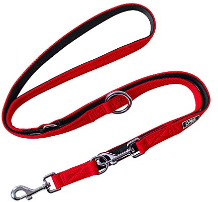DDOXX Airmesh Hundeleine - 2m, 3fach verstellbare Hundeleine für alle Hundegrößen - M (Rot)