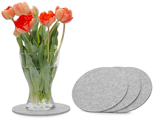 FILU Sottobicchiere in feltro rotondo, 25cm, Poggia Bicchieri, Porta Sottobicchieri, confezione da 4 (colore e dimensioni selezionabili)