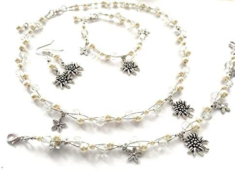 Trachtenset 4 teilig Edelweiß creme~weiß