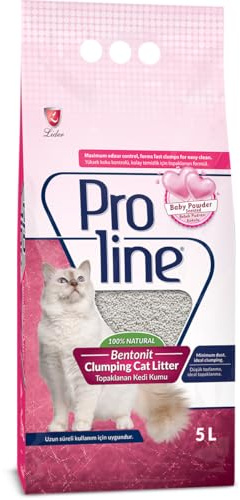 Pro Line Clumping Cat Litter Flocked Katzenstreu Babypuder 5L * 4 Stück
