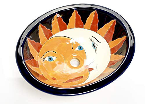 Juanita - Mexican Talavera Wash Basin - Cerames | Built-in Sink 44.5 x 36 x 13 cm | Oval washbasin for bathrooms, Toilets, Guest bathrooms