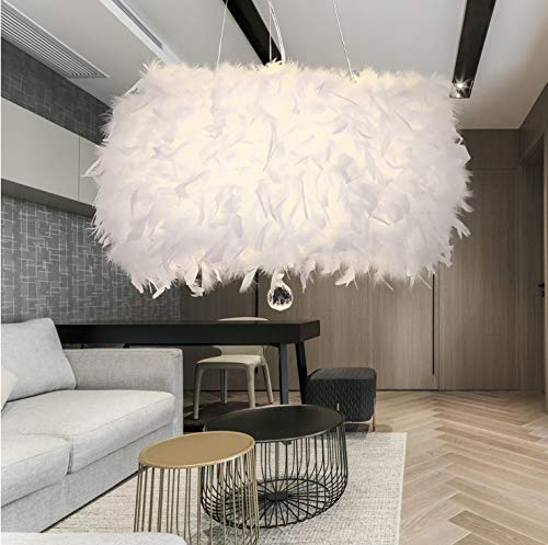 Lámpara de techo Pantalla Retro Moderno Pluma de cristal Colgante de luz con sombra Decoración para sala de estar, dormitorio, bar, cafetería, restaurante y hotel