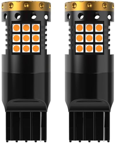 NATGIC 7440 W21W T20 LED Lampadine per Indicatori di Direzione Ambra 3700LM 3030 45 SMD Canbus Errore Anti - Hyper Flash Gratuito per Indicatori di Direzione a LED Anteriori o Posteriori (Pack-2)