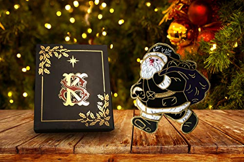 Creepy horror Handmade 3d double sided magical magic Krampus figure red santa claus Father Christmas hanging tree shabby chic ornament rustic gold xmas decoration