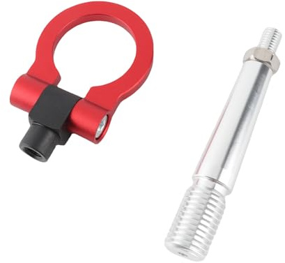 Qiilu Gancio di traino per auto, gancio di traino anteriore posteriore per anello di traino a vite stile JDM adatto per FX35/FX45/FX50 QX70(Rosso)