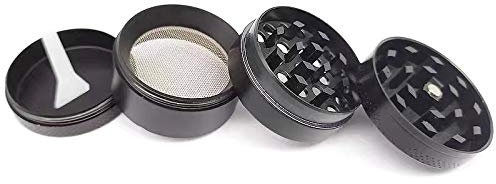 Thitex Zinc Alloy Herb Grinder 4 Layers Spice Mill with Sifter and Magnetic Top for Dry Herb (A)