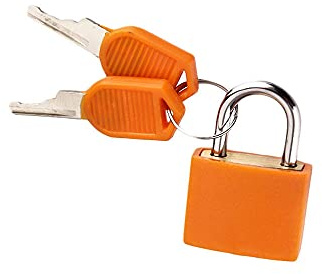 Multicolor Small Brass Padlocks Plastic Padlock with 2 Keys for Toolbox Bag Luggage Diary(Orange)
