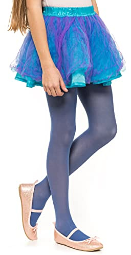 OVISSA Collant da Balletto per Ragazze Collant Scolastici per Bambine Resistenti con Piedi Morbidi Uniformi Scolastiche Danza Sport 50 DEN con Microfibra, Denim 11-12 anni