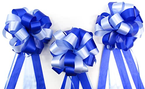 CaPiSo Große Ziehschleife 18cm Large Geschenkschleife 50cm Dekoschleife Schleife mit Geschenkband Autoschleife Basteln Dekorieren Verzieren (Dunkelblau, 3 Stück)