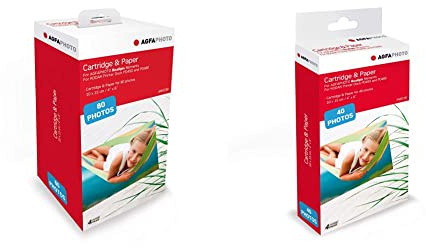 Agfaphoto Cartouche et Papier 80 Photos Format 10 x 15 cm AMOC Compatible AGFA Realipix Moments et Kodak PD450 PD460 PD480 Blanc & AMOC40 - 40 Photos