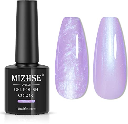 MIZHSE Lila Gel Nagellack Shimmer Perl Nagelgel Gel für gelnäge Perlglanz Nagellack mit Thread Shell gellack 10 * 1 Soak Off UV LED Lampe