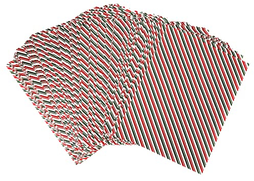 TOYMIS 100 Blätter Weihnachts Wachspapier für Lebensmittel, 30x25cm Lebensmittelpapier Weihnachten Bunt Gestreift Einschlagpapier Wasser- und Ölfest Pergamentpapier für Kekse Cupcakes