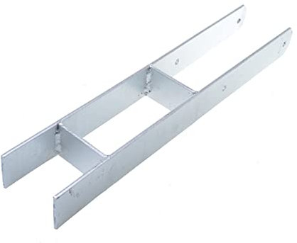 Aqbau® H pfostenträger 91mm Pfostenträger H form Pfostenanker H-anker h-pfostenträger Pfostenschuhe H-Träger Betonanker Gesamthöhe 600 mm Metall Verzinkt