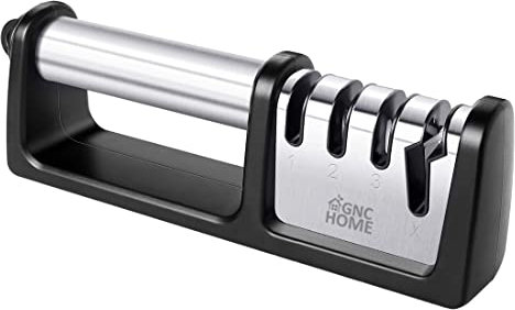 Affilacoltelli 4 in 1 Affilacoltelli professionale, 4 fasi Knife Sharpener Affilacoltelli Manuali, Base in Acciaio Inox Antiscivolo Archi Affilacolacoltelli e Forbici