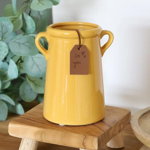 Blue Yellow Teal Utensils Holder Plant Pots Planters Home Decor Gifts Vases Flowers Display Holders (Small Yellow Vase)