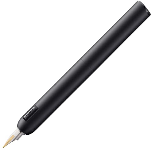 Lamy dialog cc all black Füller - kappenloser Füllhalter mit Drehmechanismus -14 kt. Bicolor-Goldfeder, partiell platiniert & in Strichbreite M –Tintenpatrone T 10 blau & Konverter Z 27 –Rechtshänder