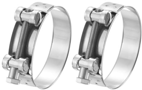 sourcing map 2Pcs T-Bolt Hose Clamp Working Range 80-85mm 304 Stainless Steel Intake Intercooler Clamps Adjustable Tube Clamps for Tubes Pipes