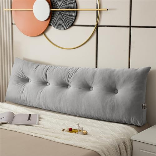 Treer Almohada Triangular Grande con Cuña Triangular para Respaldo, Almohada de Lectura de Cabecera, Vistoso Cojín de Apoyo Lumbar, Cojín de Posicionamiento para Sofá Cama (80 * 40 * 12cm,Gris)