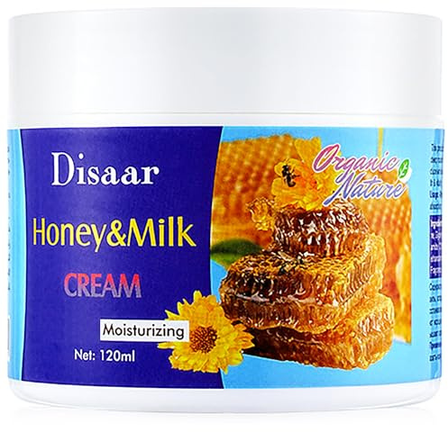 DISAAR Beauty Moisturizing Cream Natural Honey Milk Anti-Acne Reduce Wrinkles Minimize Pores Repair Face Body Skin 120ml / 4.05fl.oz