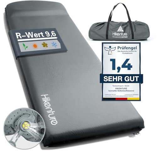 HIKENTURE Isomatte Selbstaufblasend, 8CM Dicke Camping Matratze aus Schaumstoff, Selbstaufblasbare Luftmatratze, Bequeme Schlafmatte für Outdoor, Zelt, Wandern-A1