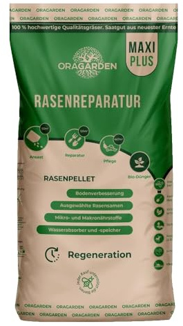 OraGarden ummantelte Rasenpellets Regenerationsrasen für Schnellkeimenden – Rasensamen für Robusten und Widerstandsfähigen Rasen MAXI Plus (10, Kilogramm)