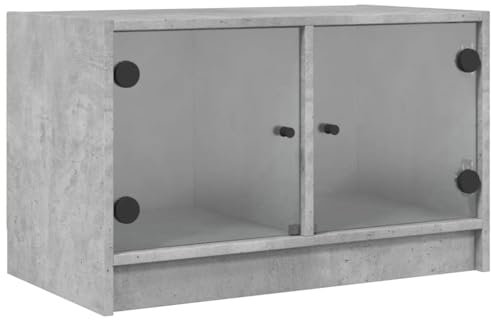 vidaXL Mobile Porta TV con Ante in Vetro Grigio Cemento 68x37x42 cm