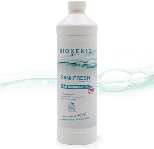 BIOXENIC - SANI FRESH | Animal Care: Hygiene + Geruchsentfernung rund ums Tier. Keime, Bakterien & Viren werden entfernt. Für Pfoten- und Ohrenreinigung, Katzen-WC, Hundekorb,…