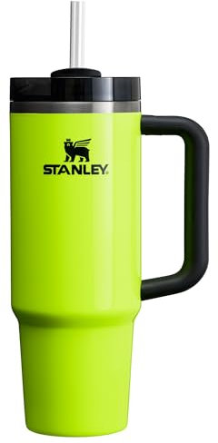 STANLEY Quencher 10-12551-029 FlowState Vakuumisolierter Becher aus Edelstahl mit Deckel und Strohhalm für Wasser, Eistee oder Kaffee, Smoothie und mehr, Neongelb, 850 ml, 10-12551-029