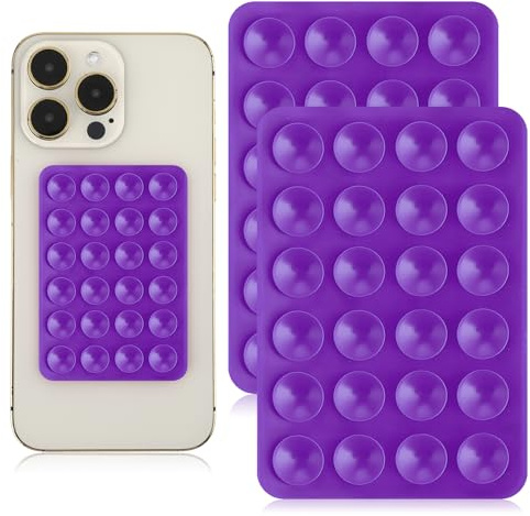 Giantree 2 Pcs Silicone Suction Phone Case Mount, Anti-Slip Hands-Free Mobile Accessory Holder (Purple)