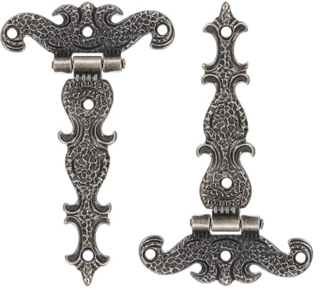 sourcing map 3.5 Inch Door Tee Hinge, 2Pcs T-Strap Hinges Retro Decorative Hinge for Wooden Fences Yard Doors Barn Gate Wooden Box, Bronze