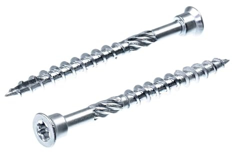 SECCARO Terrängskruv cylinderhuvud 4,5 x 70 mm, rostfritt stål C1, träskruv med skärspets och skärskår, TX/sexkantsrund, 100 stycken