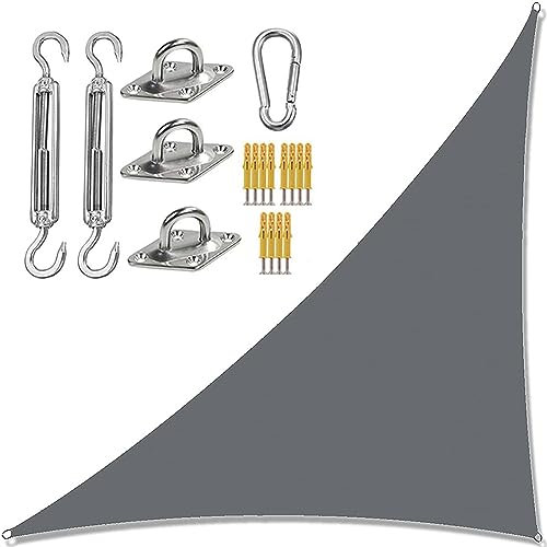 Triangle Sun Sail Shade Canopy 3m x 4m x 5m Waterproof UV Block Garden Shade Sail with Fixing Kit Dark Grey Sunshade Awning for Garden Picnic or Camping