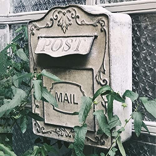 Wall-Mount Mailbox Classic Wall Mounted Mailbox American Style Letterbox Vintage Outdoor Mail Drop Box Iron Postbox for House Office